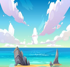 矢量景色自然风光手绘插画