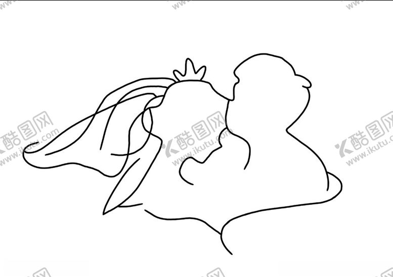 编号：91514202191444044417【酷图网】源文件下载-情侣结婚人物线条简笔画