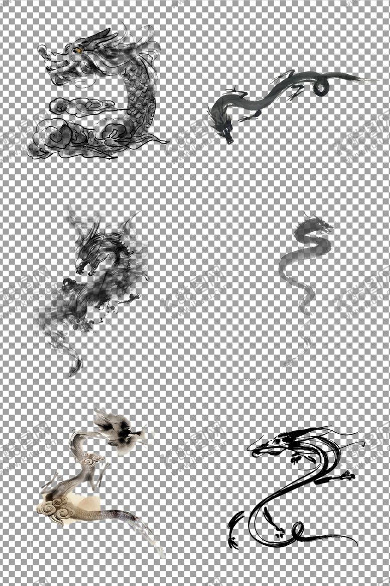 编号：40125305060911571661【酷图网】源文件下载-手绘水墨画中国龙