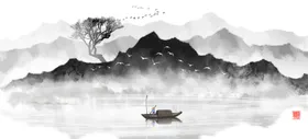 高清水墨绘画风景画