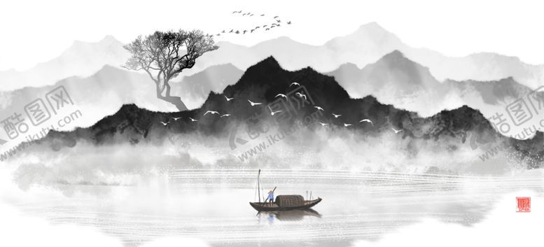 编号：10761910231221186000【酷图网】源文件下载-高清水墨绘画风景画