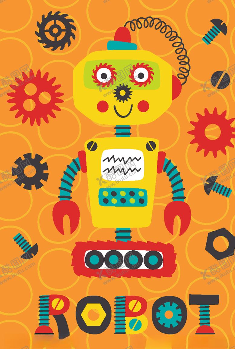 编号：52655709140955569908【酷图网】源文件下载-创意卡通机器人插画图案