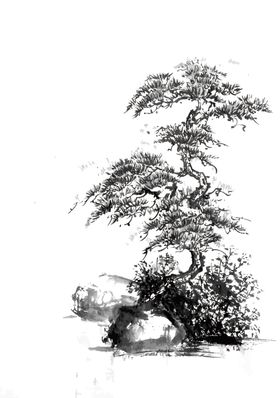 水墨中国风迎客松