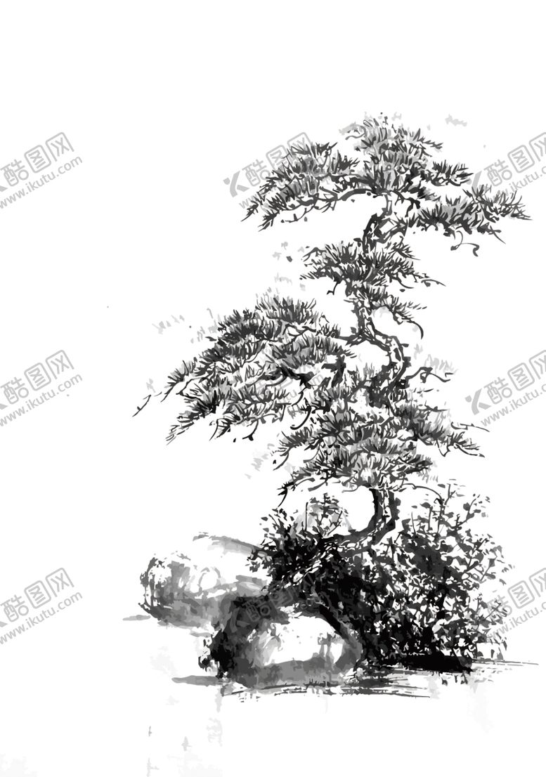 编号：59246605152204593355【酷图网】源文件下载-水墨中国风迎客松