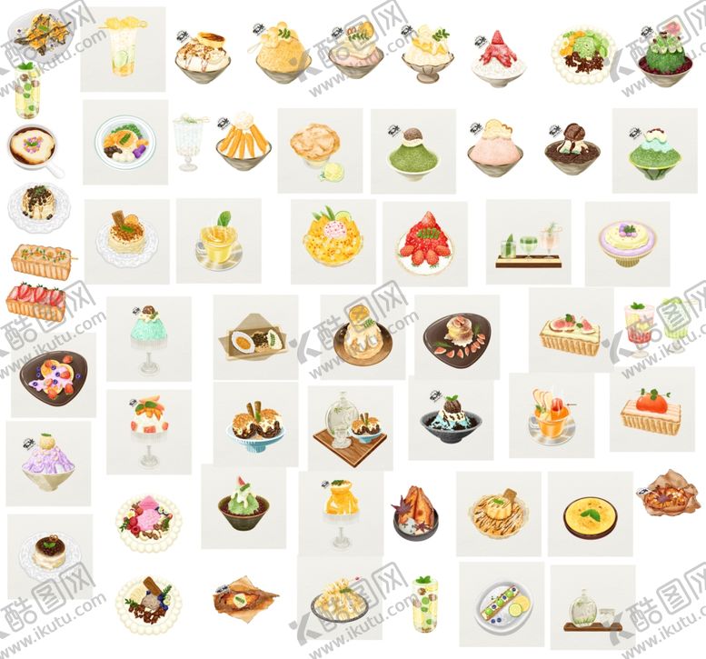 编号：99727511020635111446【酷图网】源文件下载-多样可爱卡通美食图标集