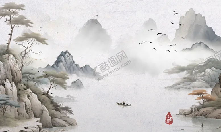 编号：74346102260055048732【酷图网】源文件下载-山水画背景