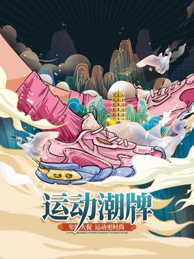 运动潮鞋古风边框中国风边框