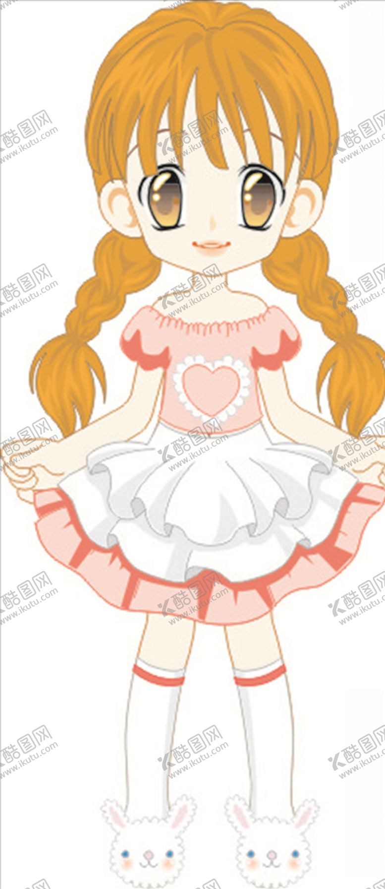 编号：65790109191659545200【酷图网】源文件下载-可爱的卡通矢量长头发女孩