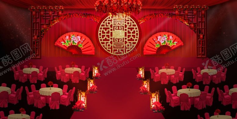 编号：70049810062006503899【酷图网】源文件下载-中式红色喜庆婚礼舞台背景