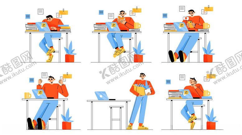 编号：25408111181649272561【酷图网】源文件下载-办公室工作者插画人物