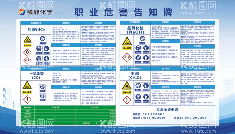 编号：56986712070341073405【酷图网】源文件下载-盐酸氢氧化钠一氧化碳甲醇告知牌