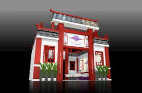 展览3D模型一面开口