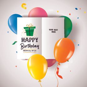 彩色气球和生日祝福卡