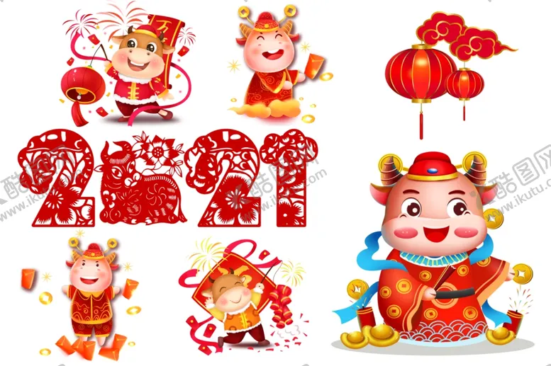 编号：21250704060904055376【酷图网】源文件下载-新年元素卡通牛