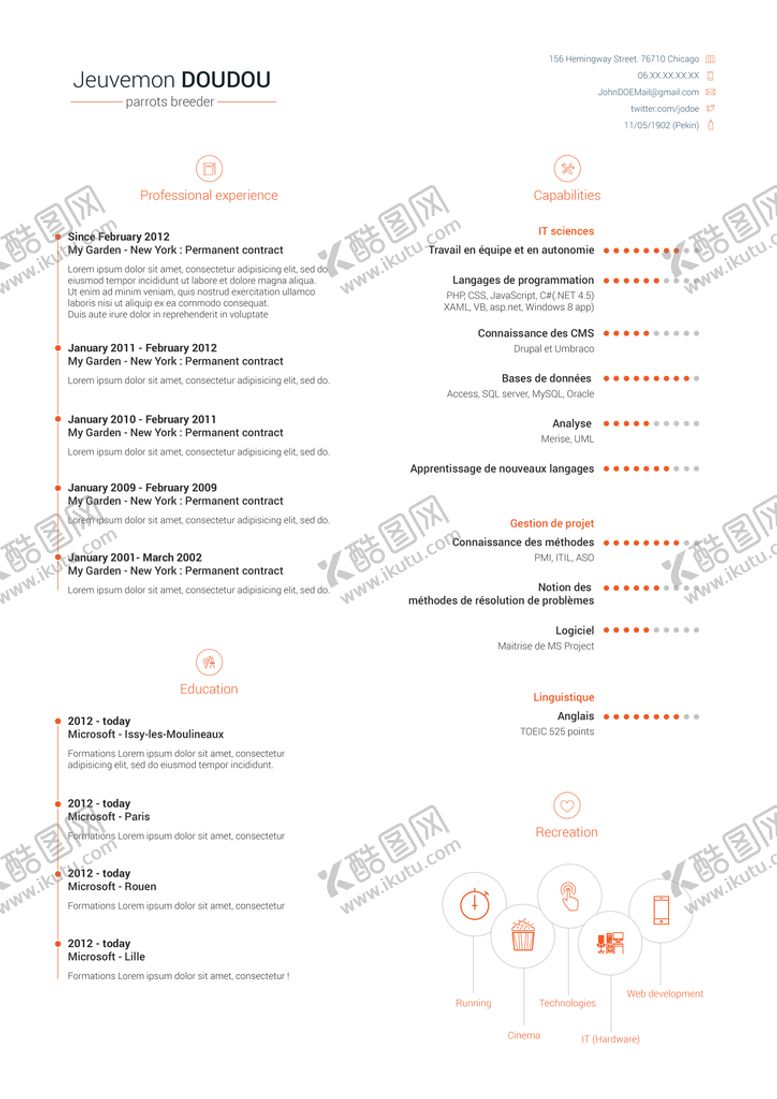 编号：76210909241124387640【酷图网】源文件下载-高逼格个人精美简历模板