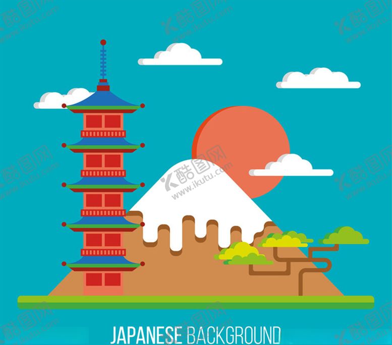 编号：50684609231103517537【酷图网】源文件下载-日本特色风景插画矢量素材