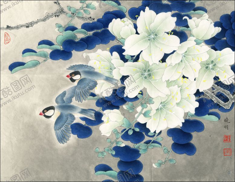 编号：68330406261513347856【酷图网】源文件下载-中式古典花鸟工笔画