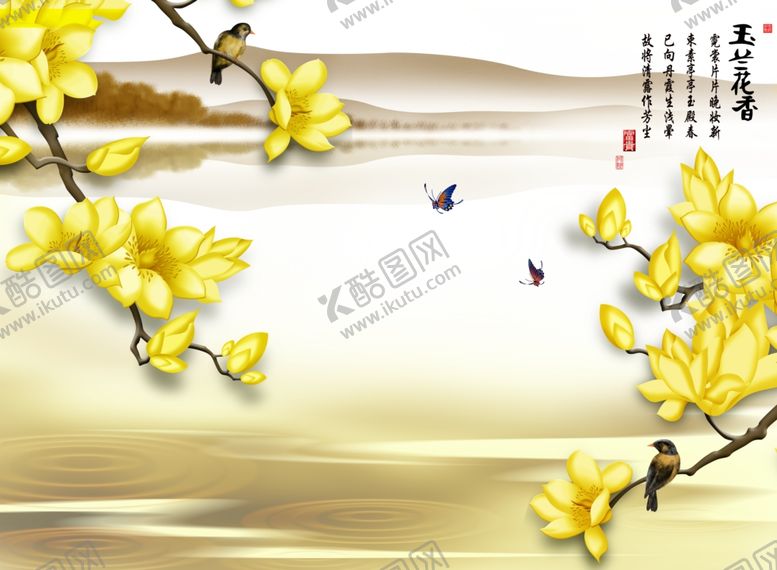 编号：16153007132121383238【酷图网】源文件下载-花卉背景墙