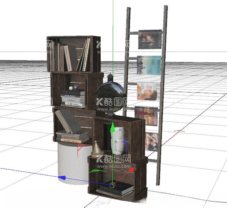 编号：17372202072336596352【酷图网】源文件下载-C4D模型书架