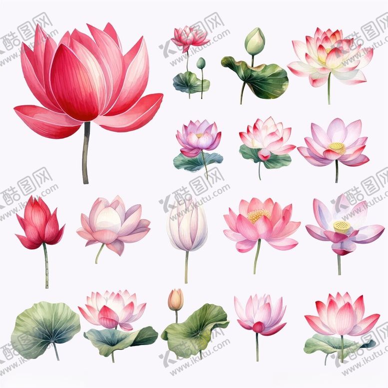 编号：28971511151342568636【酷图网】源文件下载-精美荷花荷叶插画素材