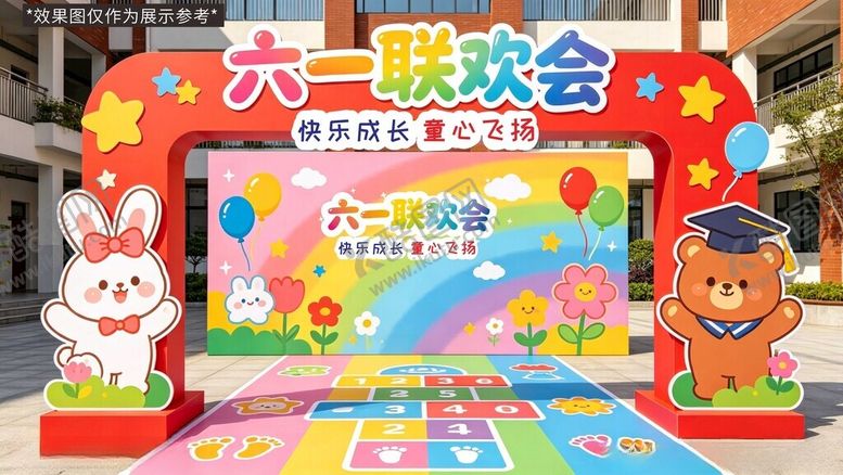 编号：62019905240600385023【酷图网】源文件下载-彩色多巴胺六一儿童节美陈拱门