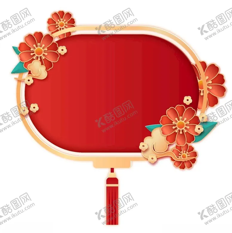 编号：44423702151149082143【酷图网】源文件下载-新年剪纸风灯笼鲜花边框
