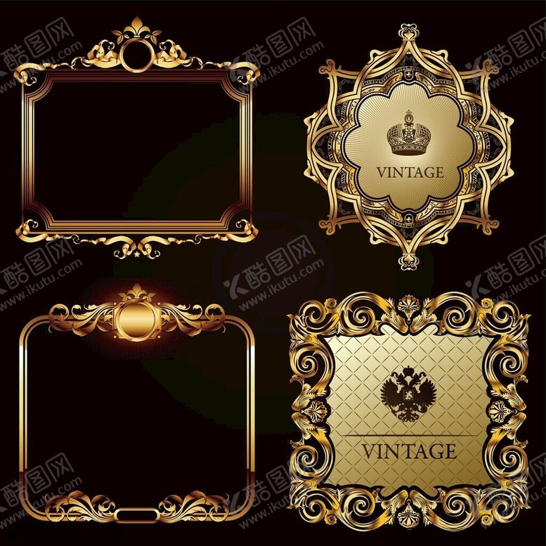 编号：35107504012126561341【酷图网】源文件下载-金色华丽装饰边框集合