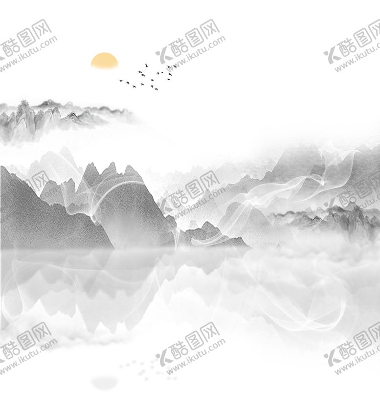 编号：54848506301221486390【酷图网】源文件下载-山水飘烟雾水墨壁画