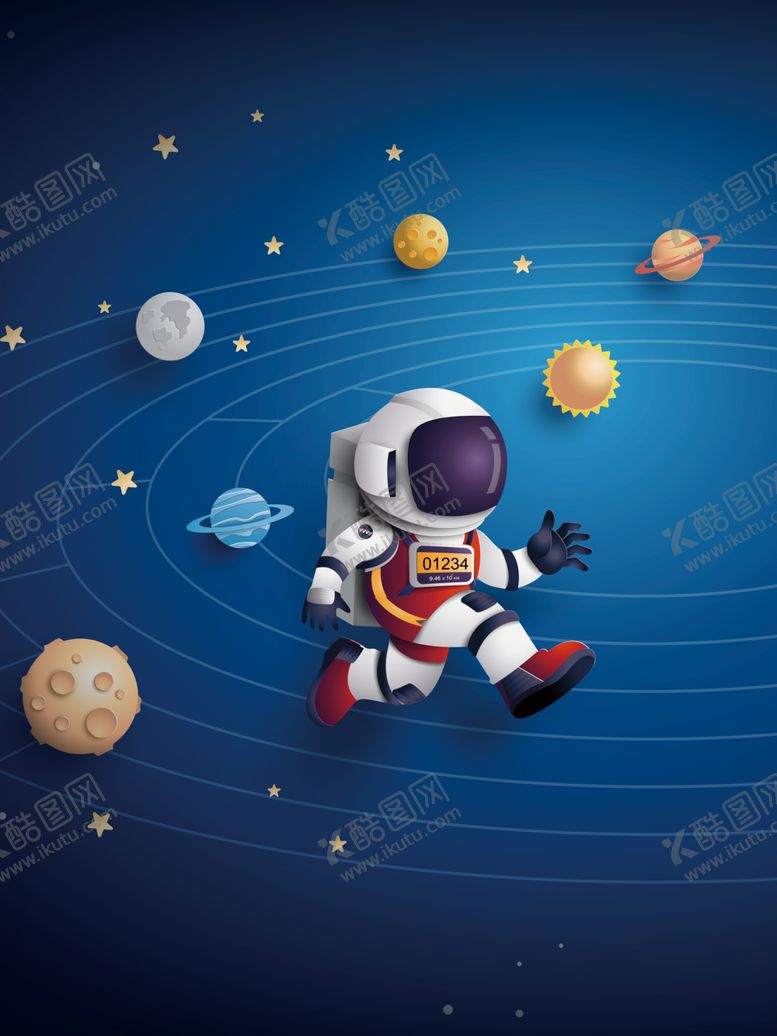 编号：27583210290008574205【酷图网】源文件下载-动漫太空宇航员装饰画