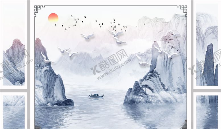 编号：75827305132351386013【酷图网】源文件下载-水墨山水背景墙