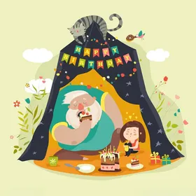可爱卡通手绘儿童绘本插画印花动物