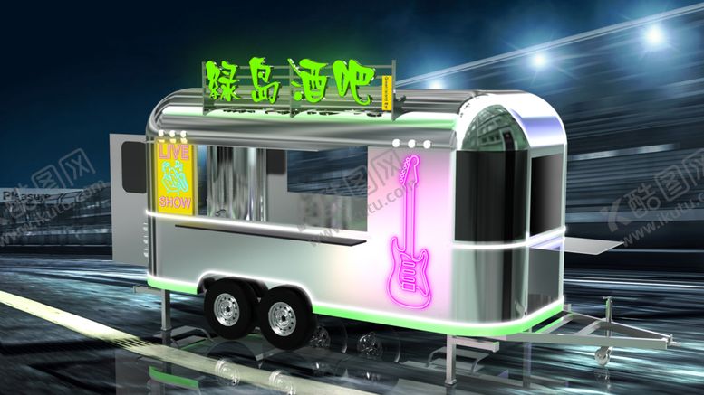 编号：83237101151020209340【酷图网】源文件下载-夜景操场酒吧餐车