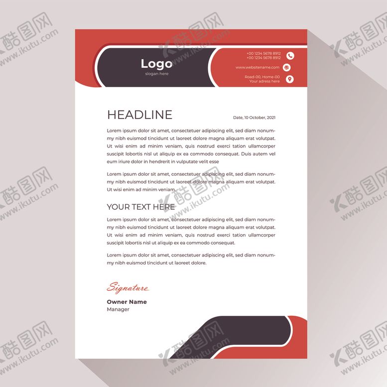 编号：83018910030442145953【酷图网】源文件下载-商务信笺模板