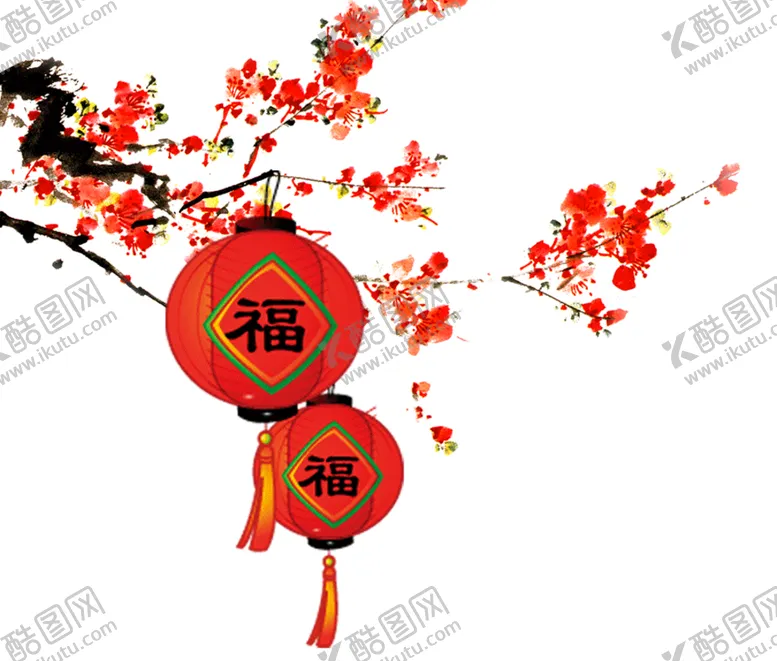 编号：77441904072035407304【酷图网】源文件下载-中国风灯笼梅花元素PNG