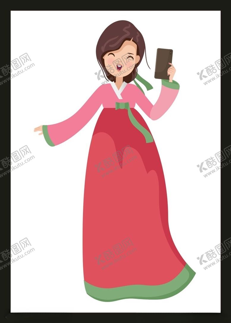 编号：70304702050437553710【酷图网】源文件下载-手绘朝鲜女孩