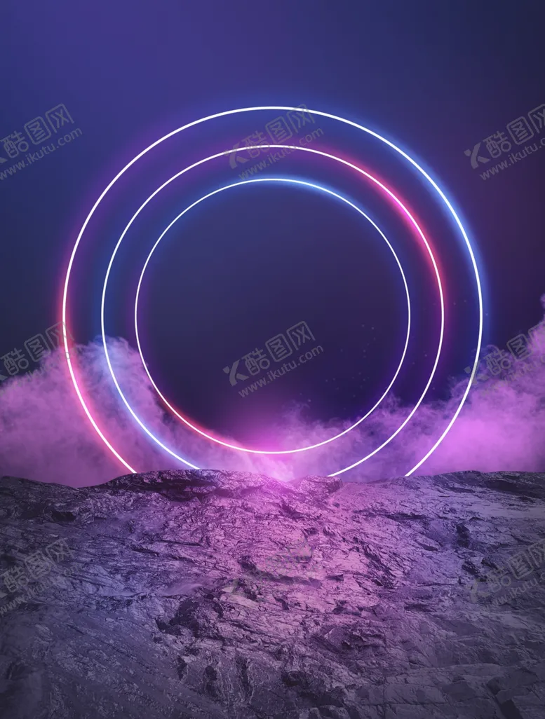 编号：43296406282254476830【酷图网】源文件下载-霓虹灯几何空间海报