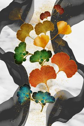银杏会所挂画床头画广告设计山水画