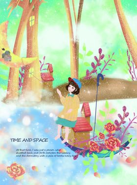 梦幻风景插画话图片挂素材唯美
