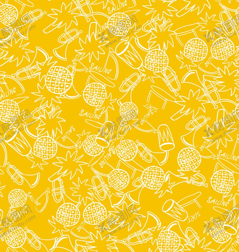 编号：35741109261418536560【酷图网】源文件下载-抽象黄色几何菠萝数码印花