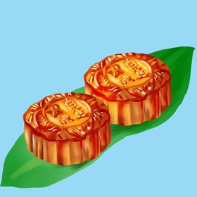 竹叶上的月饼