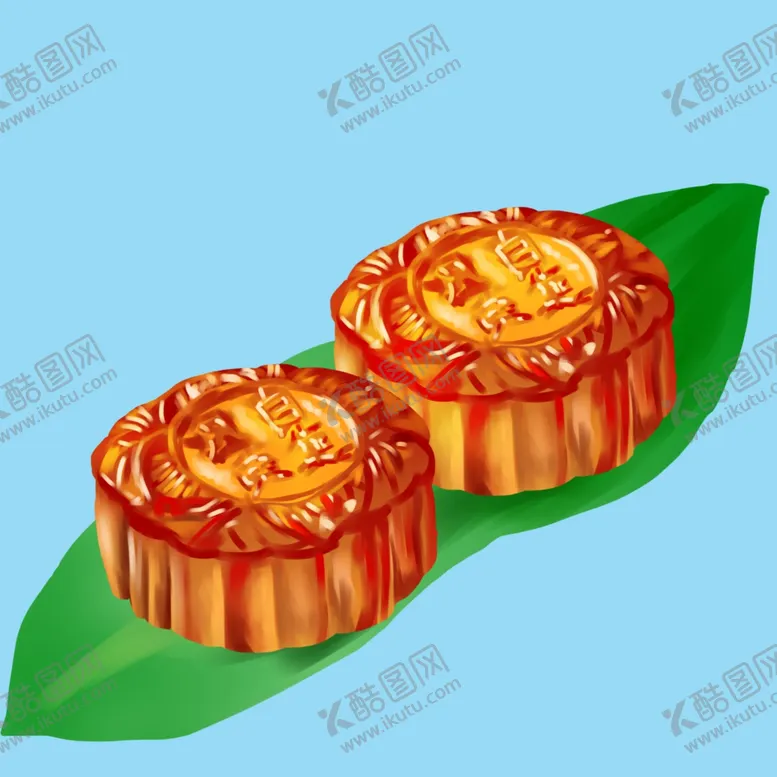 编号：50097906232000401915【酷图网】源文件下载-竹叶上的月饼