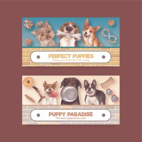 可爱宠物横幅设计