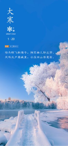 卡通雪人大寒节气海报