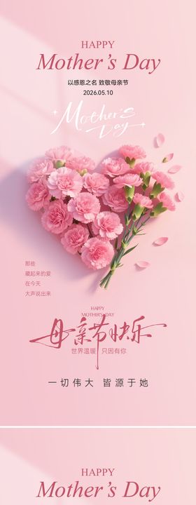 母亲节康乃馨简约海报