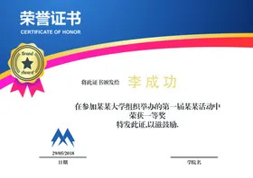 荣誉证书培训模板聘模板奖状模板