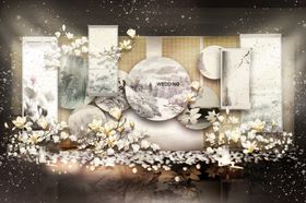 婚礼效果图浪漫背景简约蓝色高端