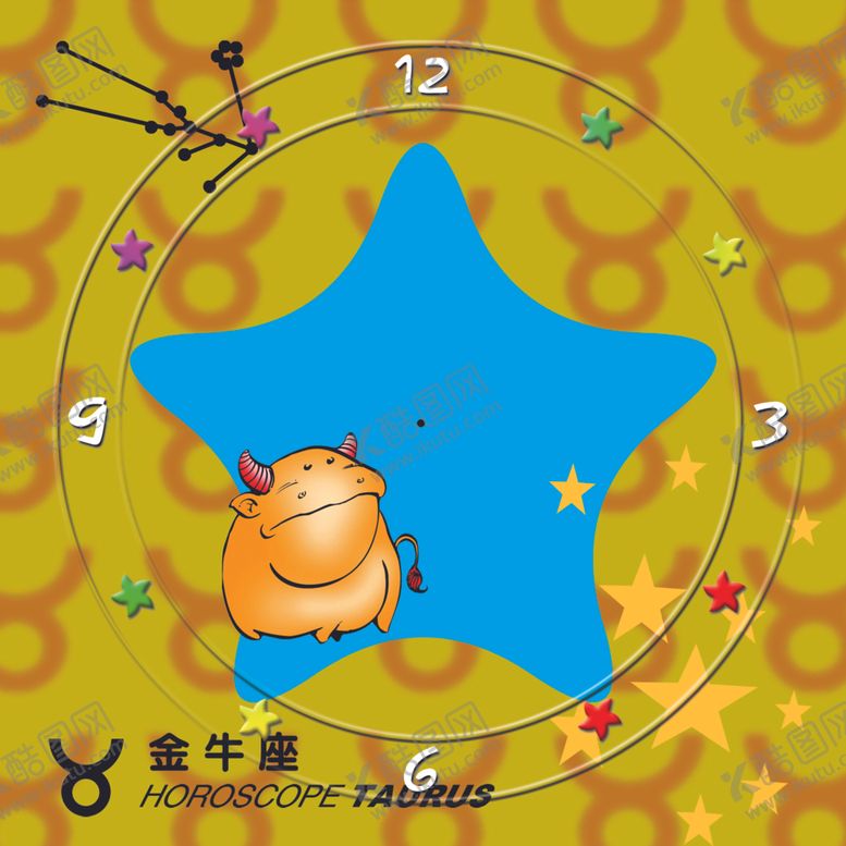 编号：71530410280702393199【酷图网】源文件下载-金牛座钟表