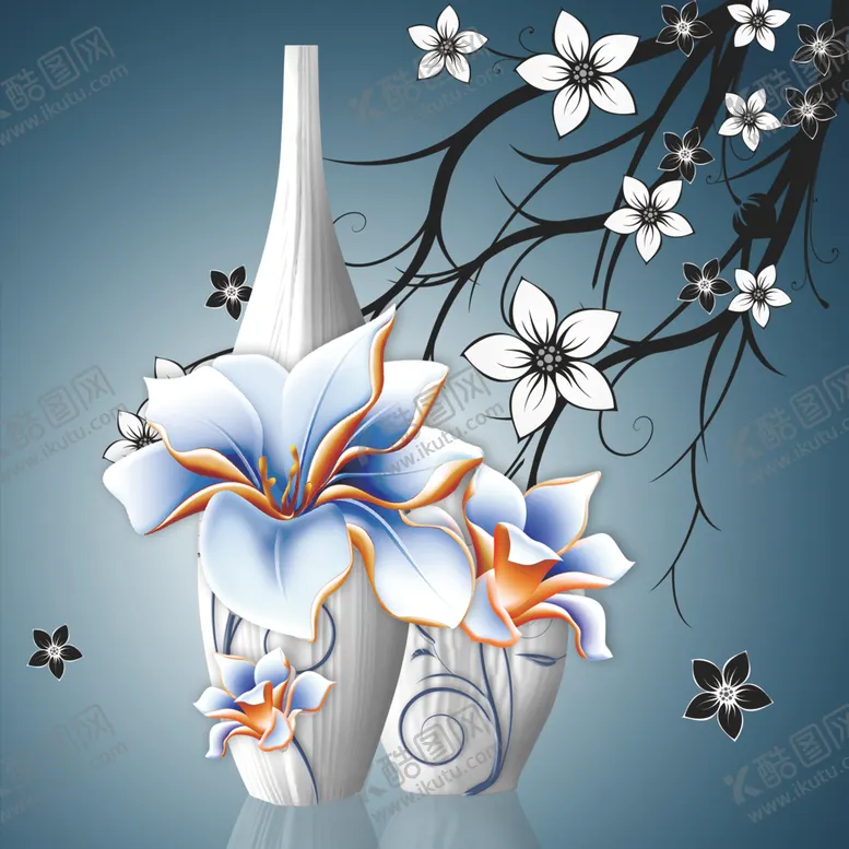 编号：51258205100723266822【酷图网】源文件下载-花瓶装饰画晶瓷画