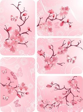 粉色樱花图案背景图