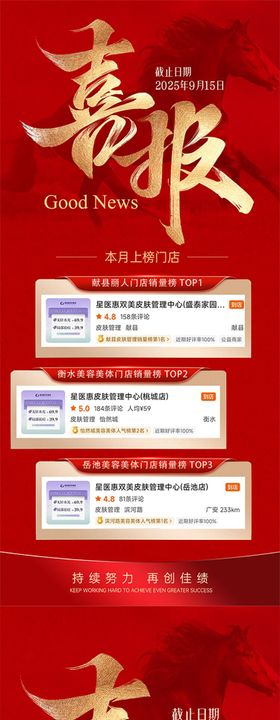 店铺喜报宣传海报